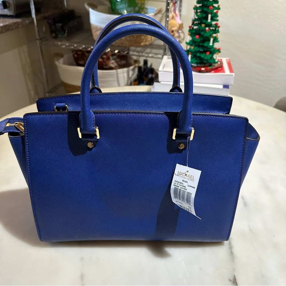 MICHAEL Michael Kors Royal Blue Saffiano Leather Satchel - Picture 2 of 6